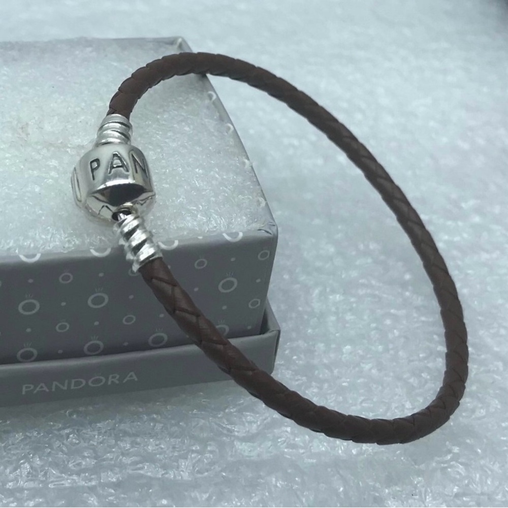 Pandora,”16CM Single Dark Brown Braided Leather  Clasp  “ 16CM/6.29 Inches